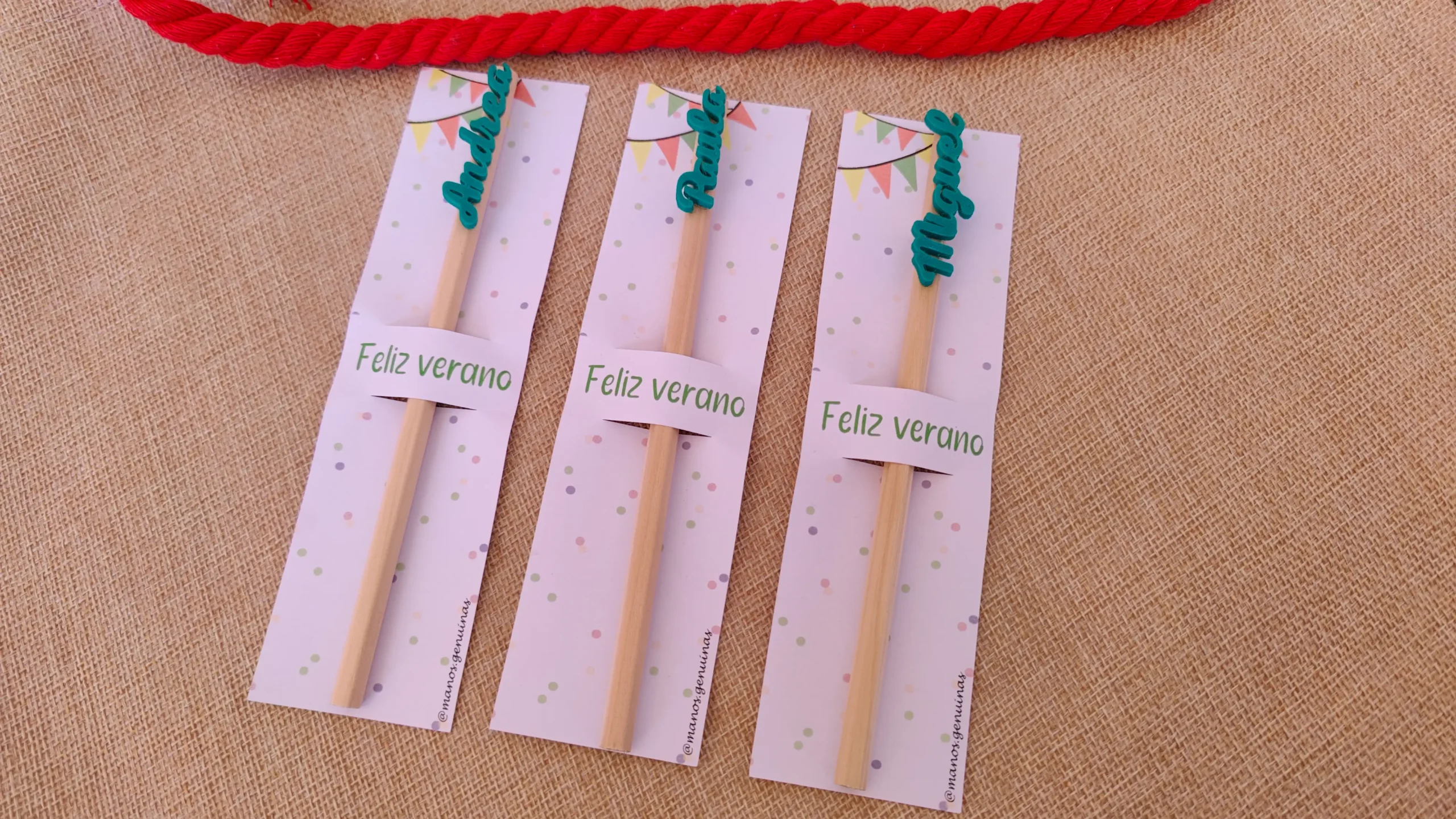 Lápices Verano Personalizado detalle personalizado artesanal Málaga Manos Genuinas