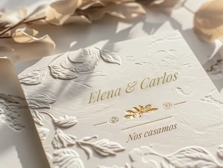 Invitación Boda Elena Carlos invitación personalizada Málaga Manos Genuinas