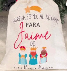Saco Personalizado Reyes Magos Jaime detalle personalizado artesanal Málaga Manos Genuinas