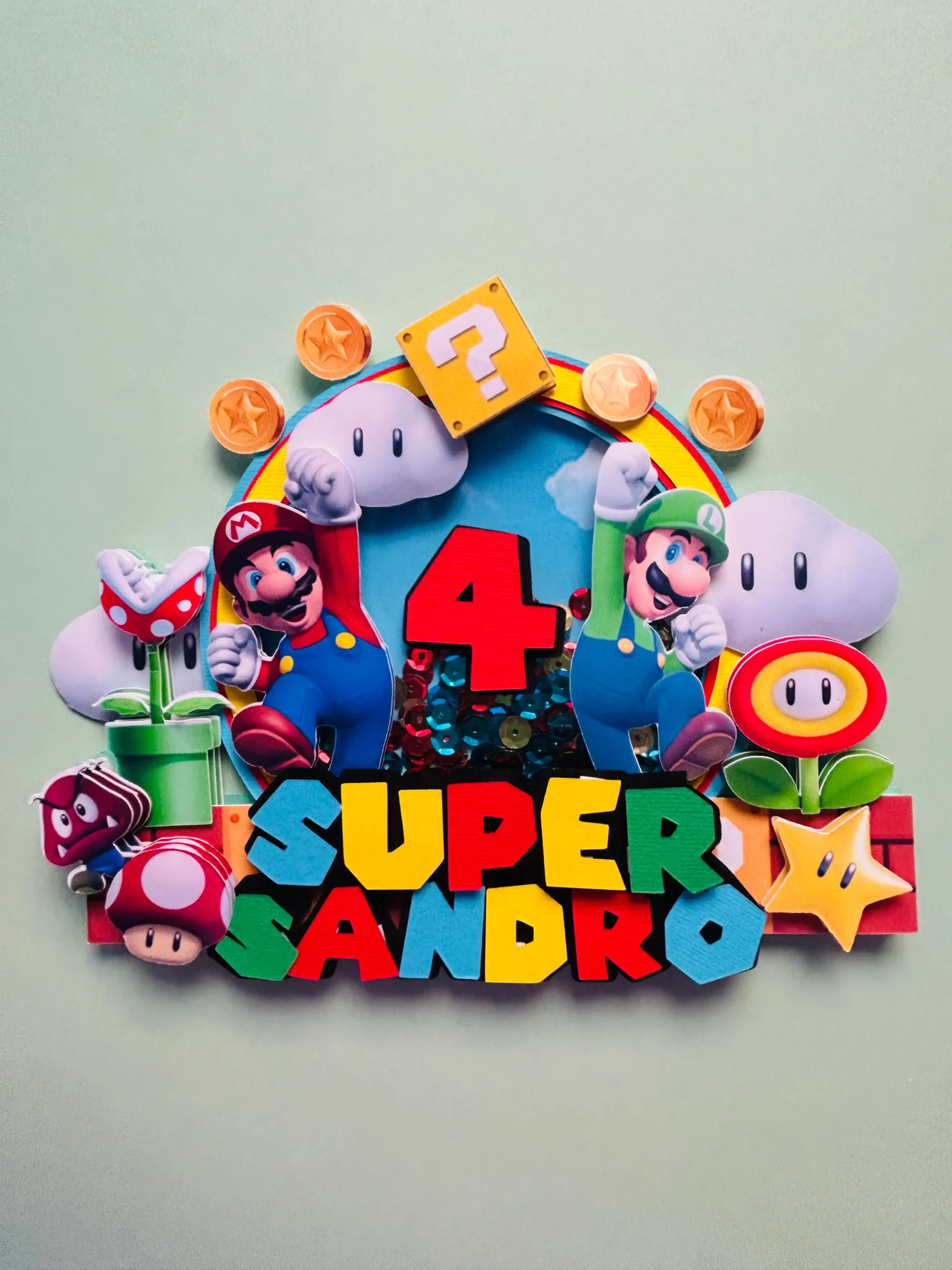 Topper Cumpleaños Super Sandro topper personalizado Málaga Manos Genuinas